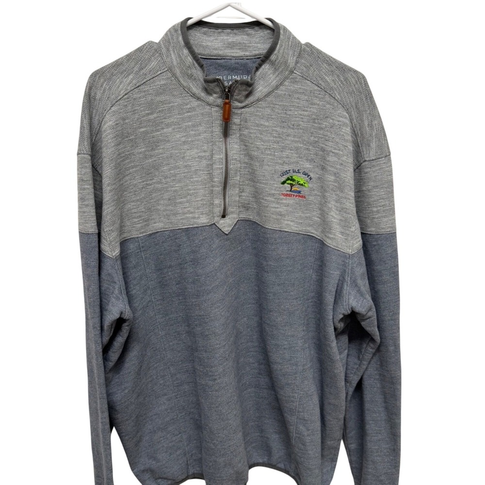 Bermuda Sands Mens XL 1/4 Zip Pullover 121st US Open Torrey Pines Grey Blue Golf